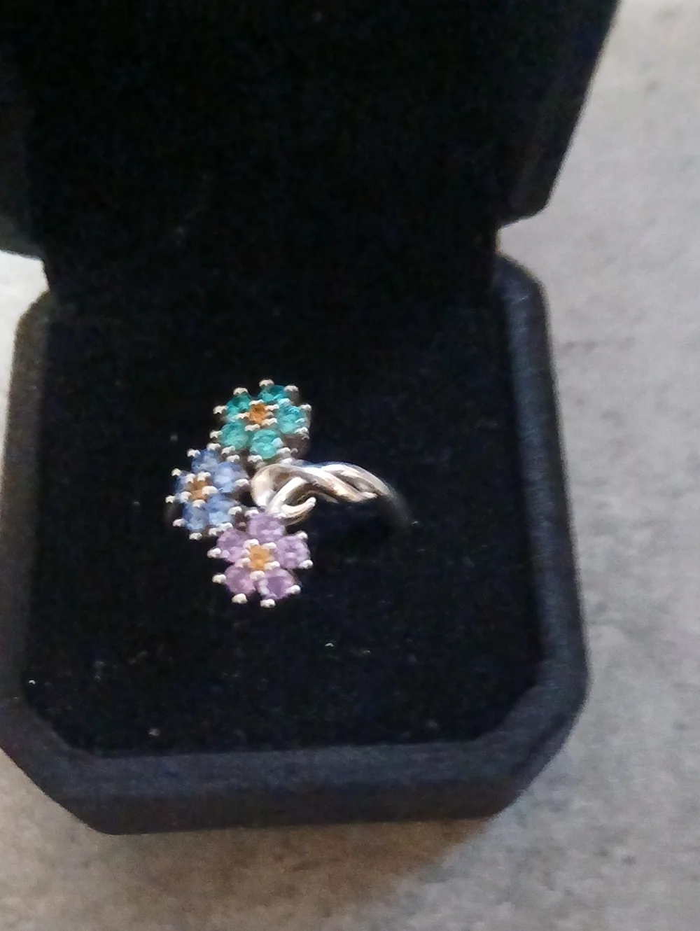Like New Multi-gem Silver, Size 7 Floral Ring